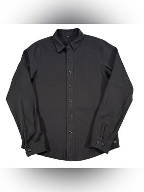 Vuori Mens Long Sleeve Shirt Medium Black Solid Stretch Twill Button Up Casual